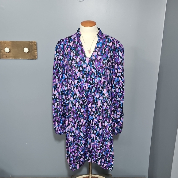 SHEIN Dresses & Skirts - Shein, Fairy Grunge, Purple Floral, Tiered Dress, Long Sleeve, V-neck, Size-XL